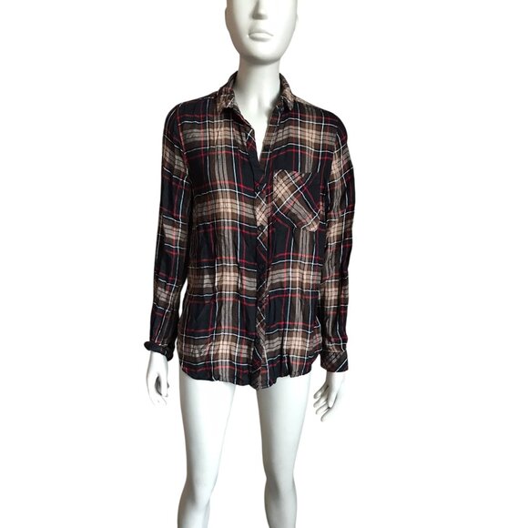 BeachLunchLounge Brown, Black and Red Plaid Top - Picture 2 of 5